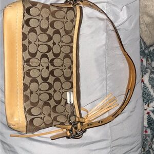 Coach Brown and Tan Monogram Shoulder Bag